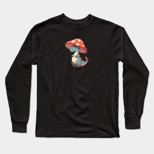 Kawaii simple Mushroom Hat Dinosaur Tyrannosaurus Long Sleeve T-Shirt